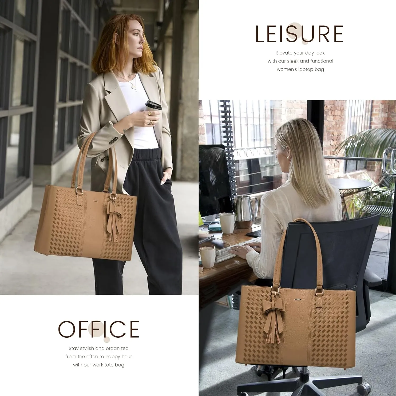 LOVEVOOK Laptop Tote Bag for Women 15.6 Inch Waterproof Leather Computer Bags for Business Office Work Briefcase