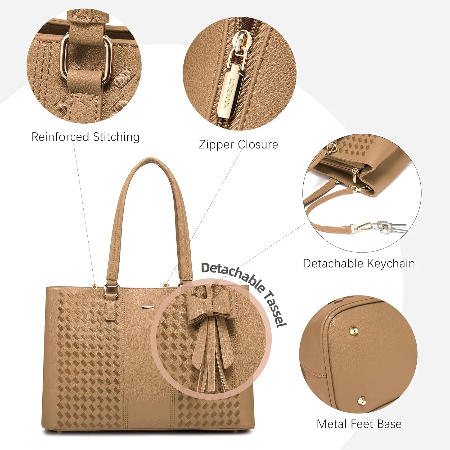 LOVEVOOK Laptop Tote Bag for Women 15.6 Inch Waterproof Leather Computer Bags for Business Office Work Briefcase