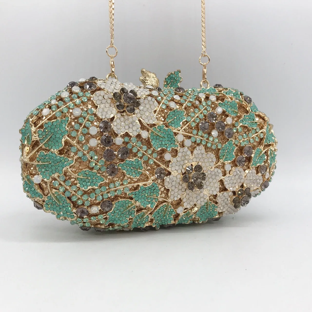 Luxury Green Clutch Floral Purse With