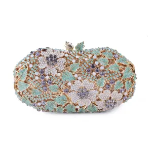 Luxury Green Clutch Floral Purse With