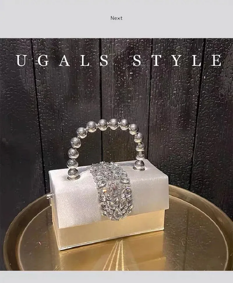 Luxury Satin Square Box Women Handbag Crystal Shiny Rhinestones Diamond Evening Bag Wedding Party Clutch Purse Crossbody Bag