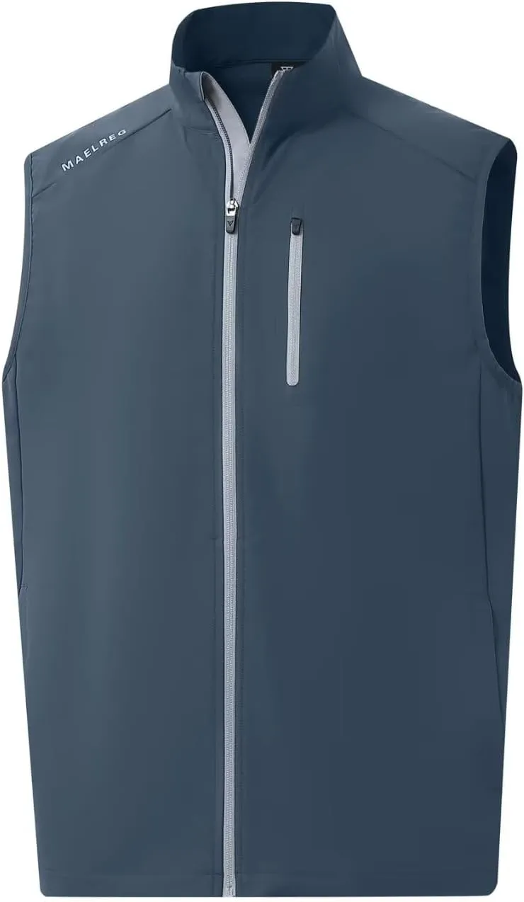 M MAELREG Mens Vests Outerwear Windproof Lightweight Softshell Vests Zip Pockets Sports Sleeveless Jacket Golf Vests for Men