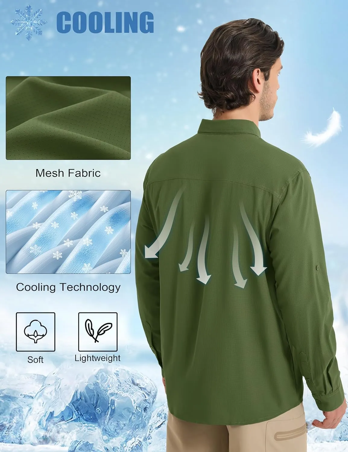 MAGCOMSEN Men's Sun Protection Fishing Shirts UPF 50  UV Quick Dry Long Sleeve Button Down Shirts Safari Hiking Travel