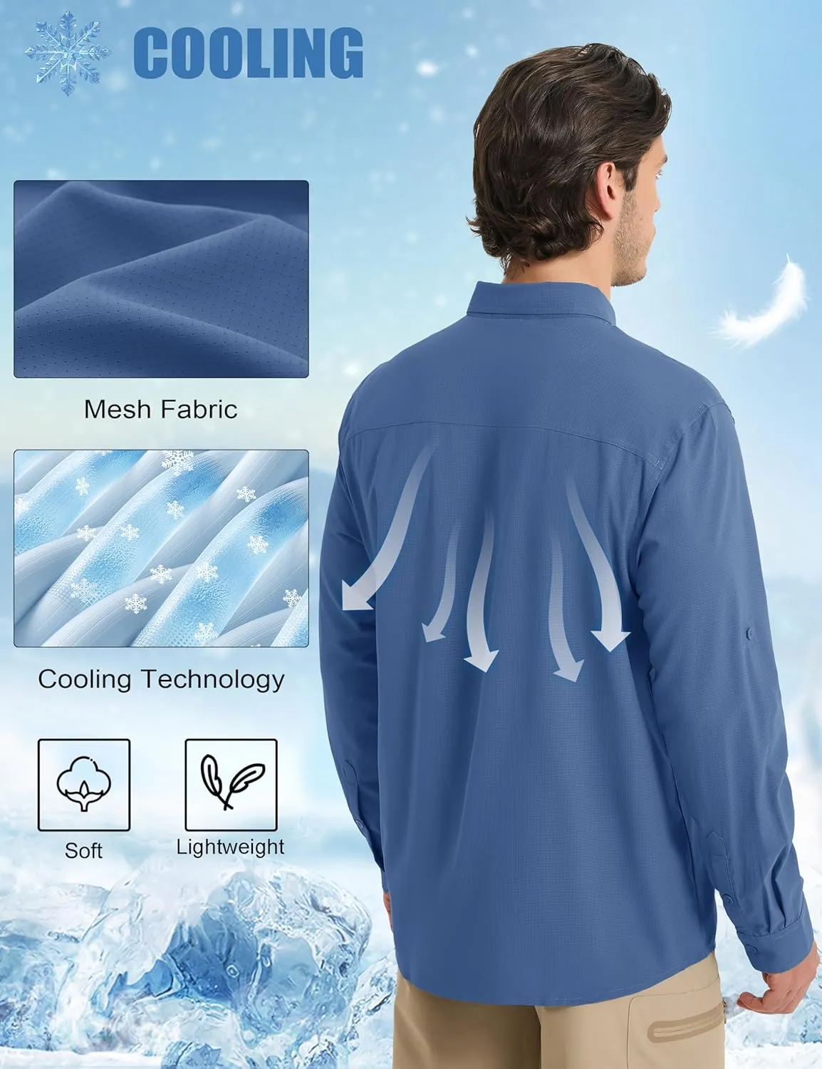 MAGCOMSEN Men's Sun Protection Fishing Shirts UPF 50  UV Quick Dry Long Sleeve Button Down Shirts Safari Hiking Travel