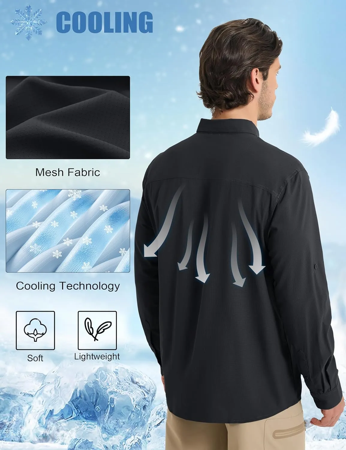 MAGCOMSEN Men's Sun Protection Fishing Shirts UPF 50  UV Quick Dry Long Sleeve Button Down Shirts Safari Hiking Travel