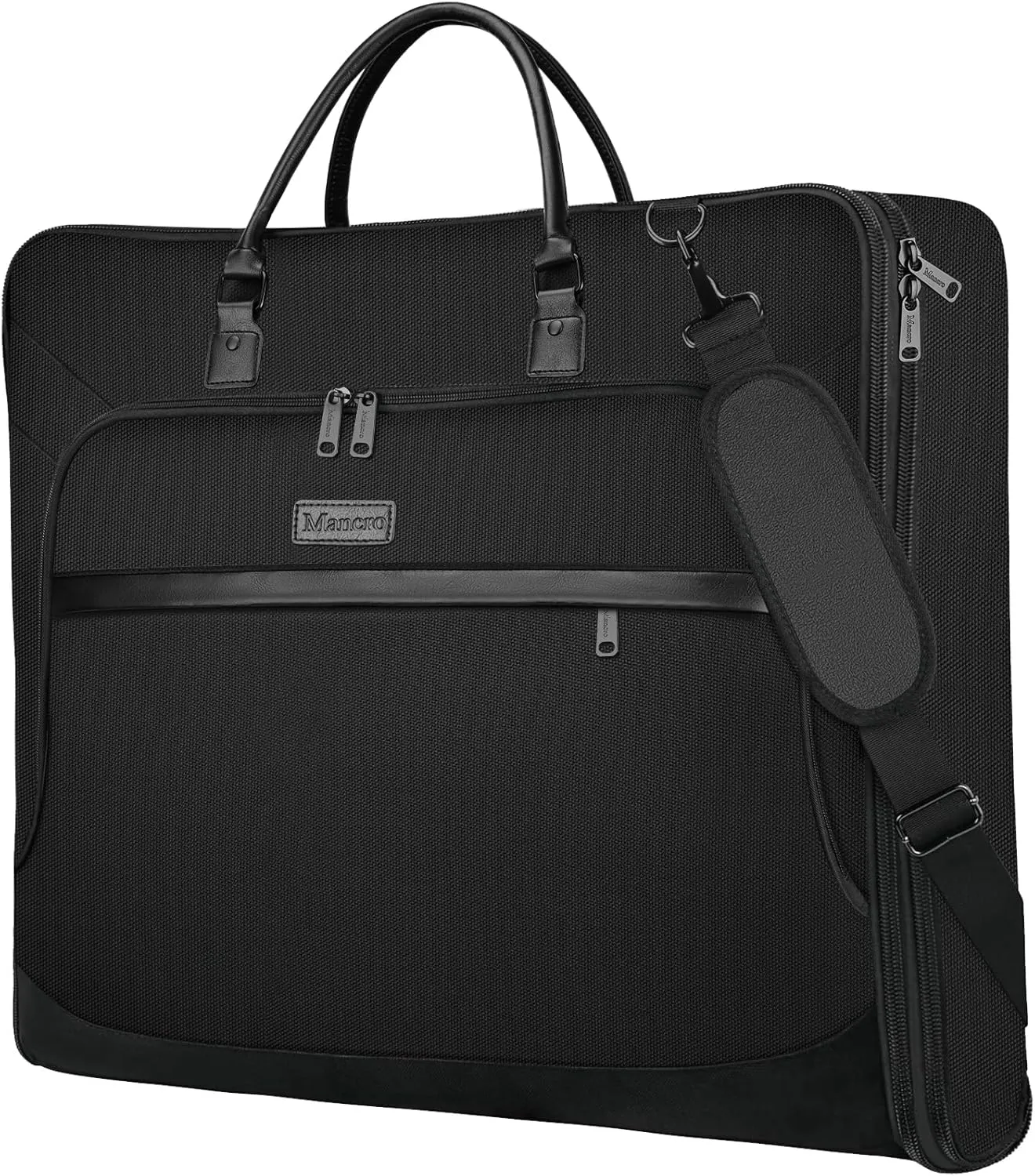 Mancro Garment Bags for Travel, Expandable Suit Bags for Men Trip Fits 15.6 inches laptop, 2 in 1 Hanging Suit Luggage Bag for Men Women, Wrinkle Free Foldable Travel Garment Bag, Black