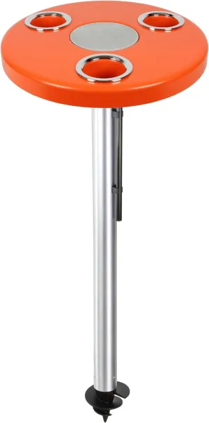 Manufacturers' Select ITC Beach Table with Sand Bar, Auger Post, Durable Beach Accessory, Yard, Campground, Glamping, in and Out of The Water. (Orange, 47" Sand Bar)
