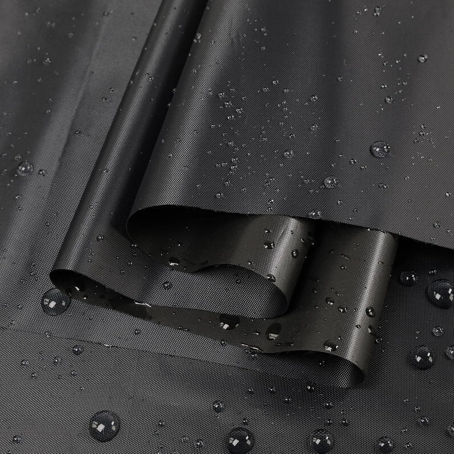 Marine Waterproof Fabric Sun-Protection UPF50  Material 60" Wide by 108" UV-Resistant Blackout, Lightweight Durable Ripstop Canvas Material for Tarp Tent Poncho Rainfly Pack, Black