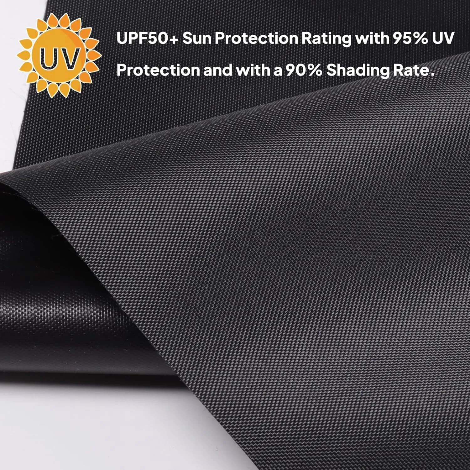 Marine Waterproof Fabric Sun-Protection UPF50  Material 60" Wide by 108" UV-Resistant Blackout, Lightweight Durable Ripstop Canvas Material for Tarp Tent Poncho Rainfly Pack, Black
