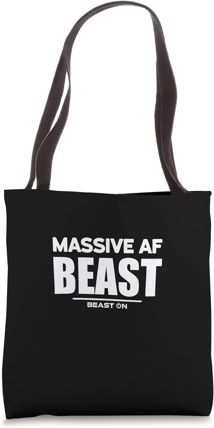 Massive AF Beast Training Fitness Motivation Gym Sayings Tote Bag