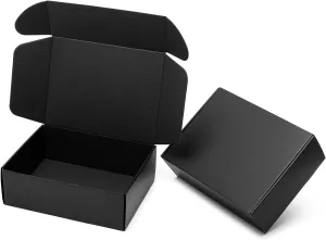 Mcfleet 12x9x4" Black Shipping Boxes - 24 Pack Corrugated Cardboard Mailing Box Packaging for Small Business - Tab Locking Literature Mailer Flat Empty Gift Packing Supplies