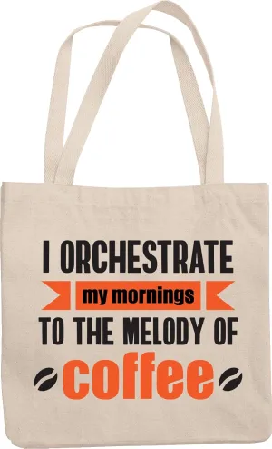Melody of Coffee. Humor Reusable Tote Bag for Musician & Conductor