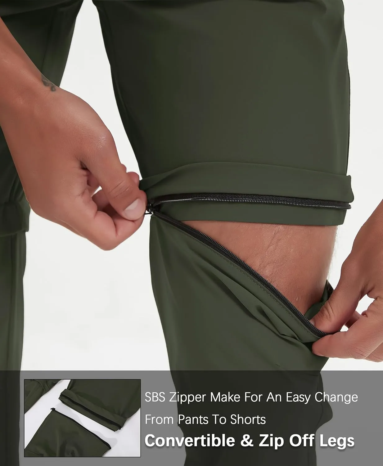 Men's Convertible Hiking Pants Zip Off Quick Dry Lightweight Safari Travel Camping Fishing Cargo Outdoor Pants