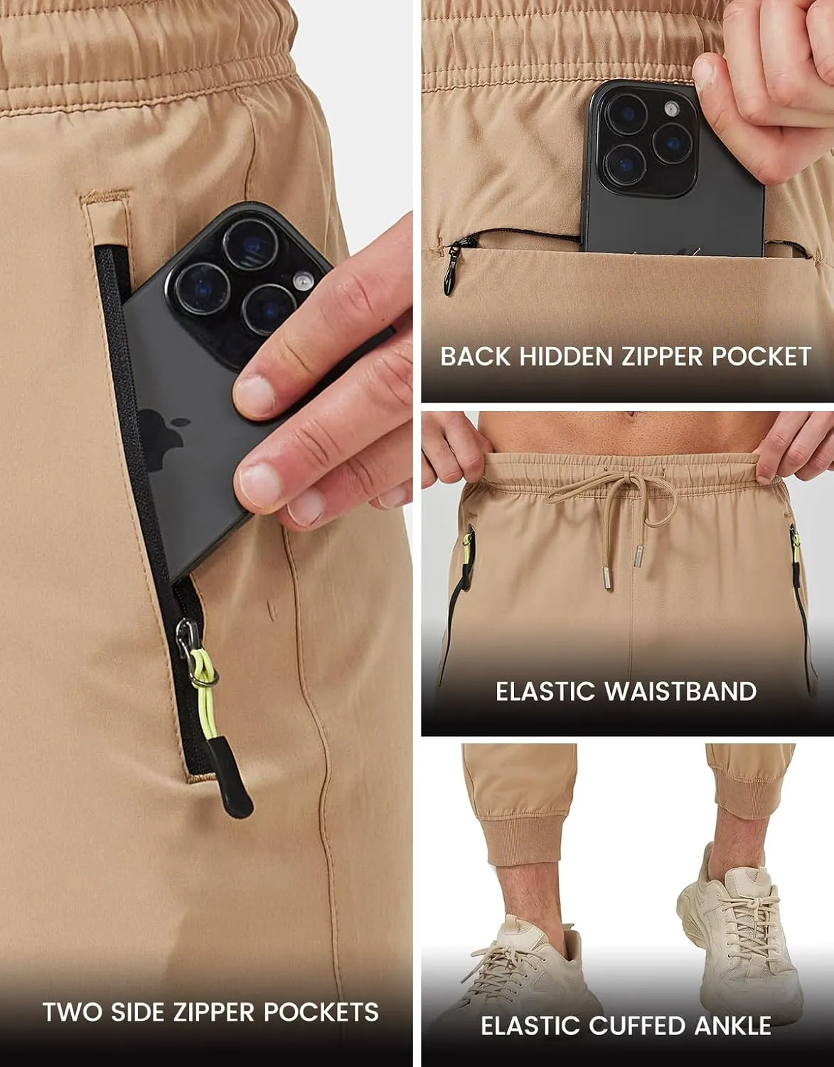 Mens Jogger Lightweight Athletic Workout Pants Quick Dry Breathable Track Jogging Sweat Pants for Exercise Gym