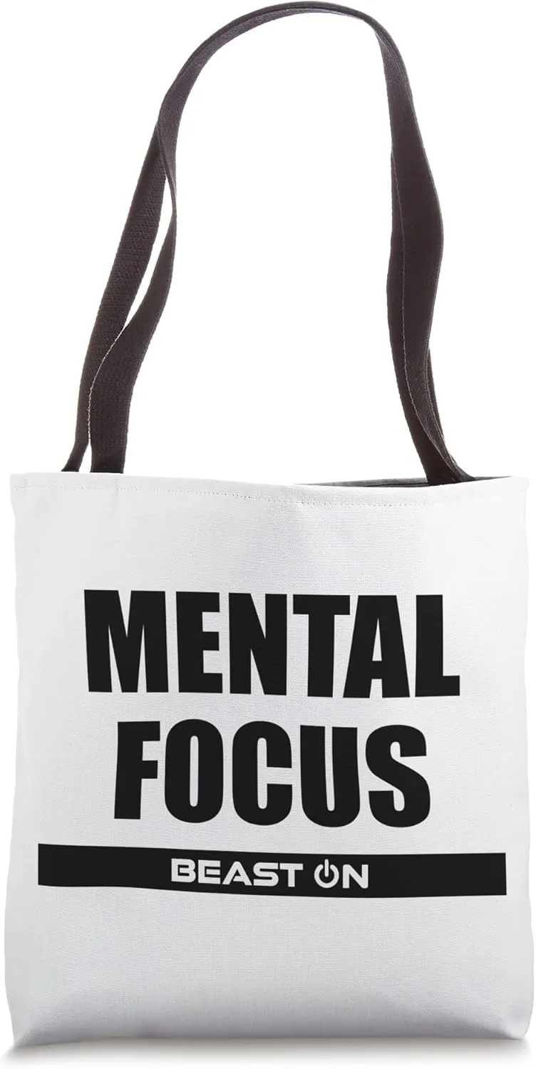 Mental Focus Fitness Bodybuilding Gym Motivation Sayings Tote Bag