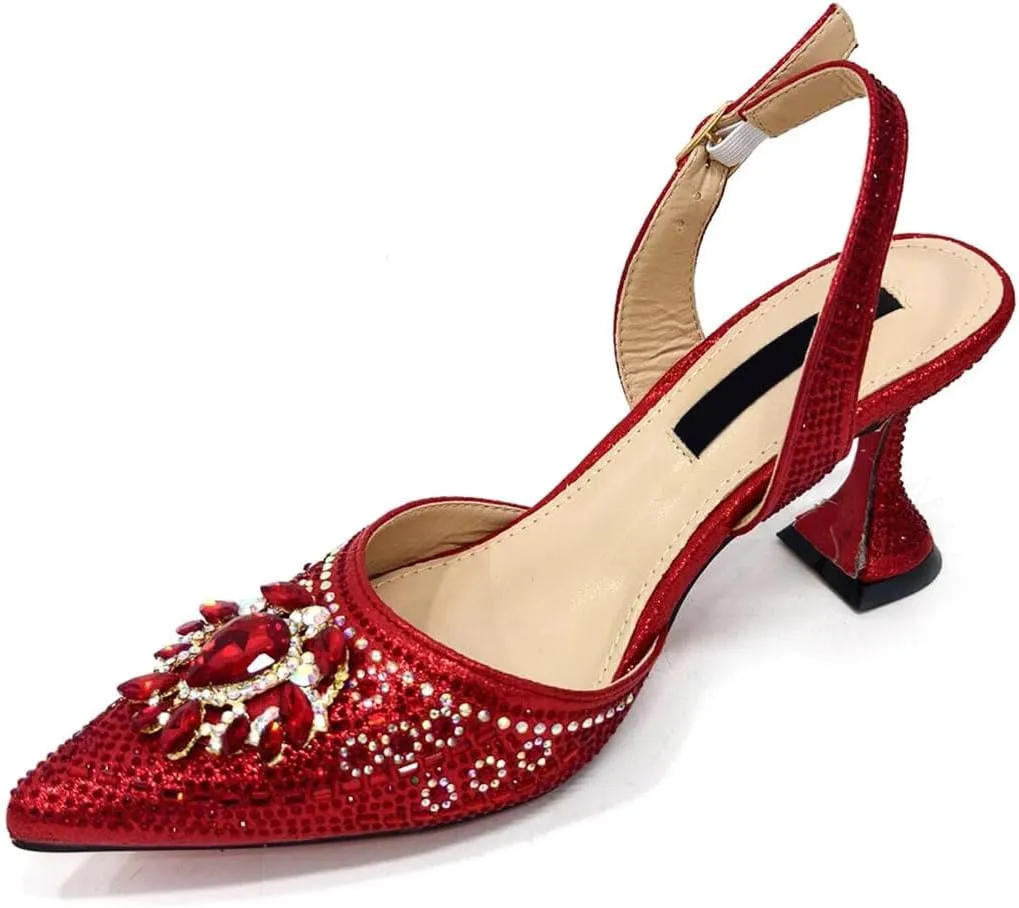 Metallic Finish Evening Sandals Rhinestone Clutch Partywear Shoe Bag Set
