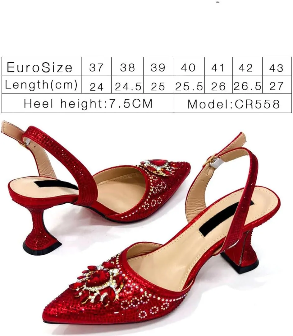 Metallic Finish Evening Sandals Rhinestone Clutch Partywear Shoe Bag Set