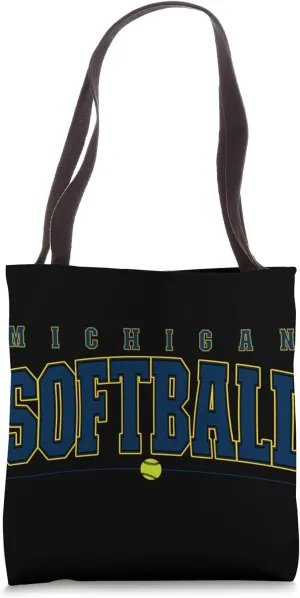 Michigan Softball Vintage Mens Kids Team Retro Softball Fan Tote Bag