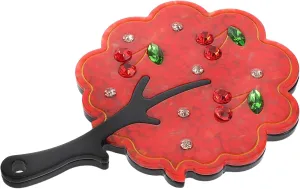 Mini Acetate Mirror Small Handheld Mirror Rhinestone Embellishments Fashionable Tree Shape for Makeup Grooming