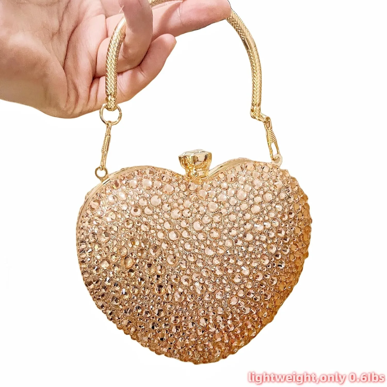 Mini Heart Rhinestone Purse - Wedding Clutch Bag for Dinner Party
