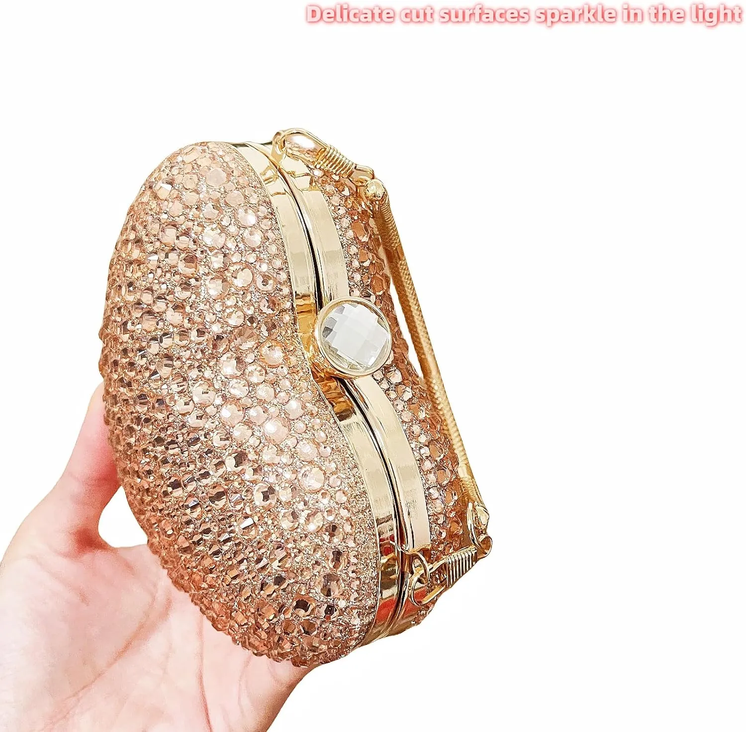 Mini Heart Rhinestone Purse - Wedding Clutch Bag for Dinner Party
