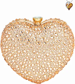 Mini Heart Rhinestone Purse - Wedding Clutch Bag for Dinner Party