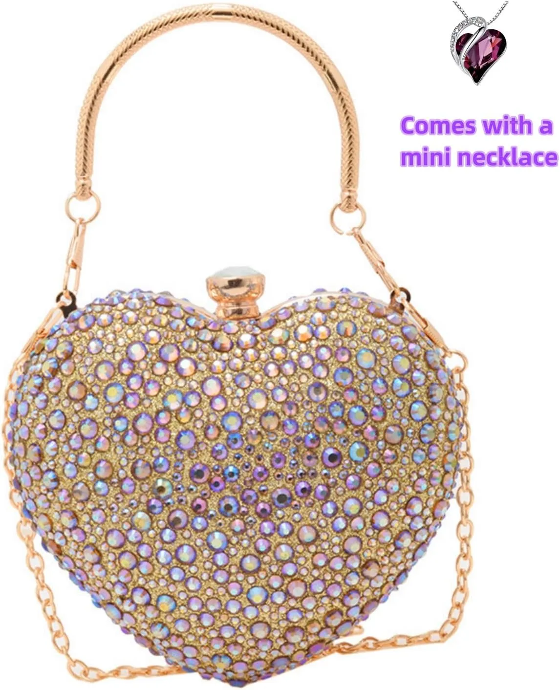 Mini Heart Rhinestone Purse - Wedding Clutch Bag for Dinner Party