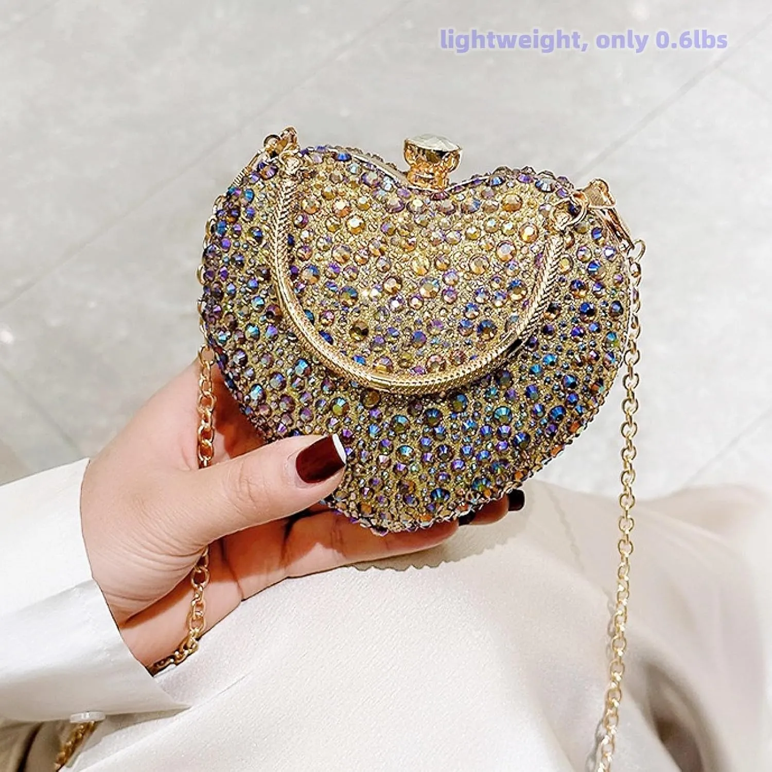Mini Heart Rhinestone Purse - Wedding Clutch Bag for Dinner Party