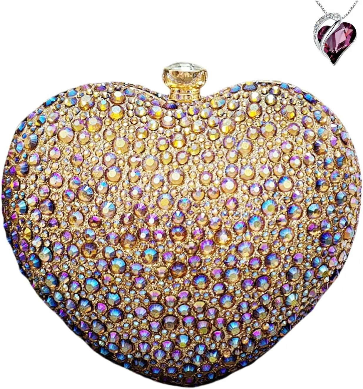 Mini Heart Rhinestone Purse - Wedding Clutch Bag for Dinner Party