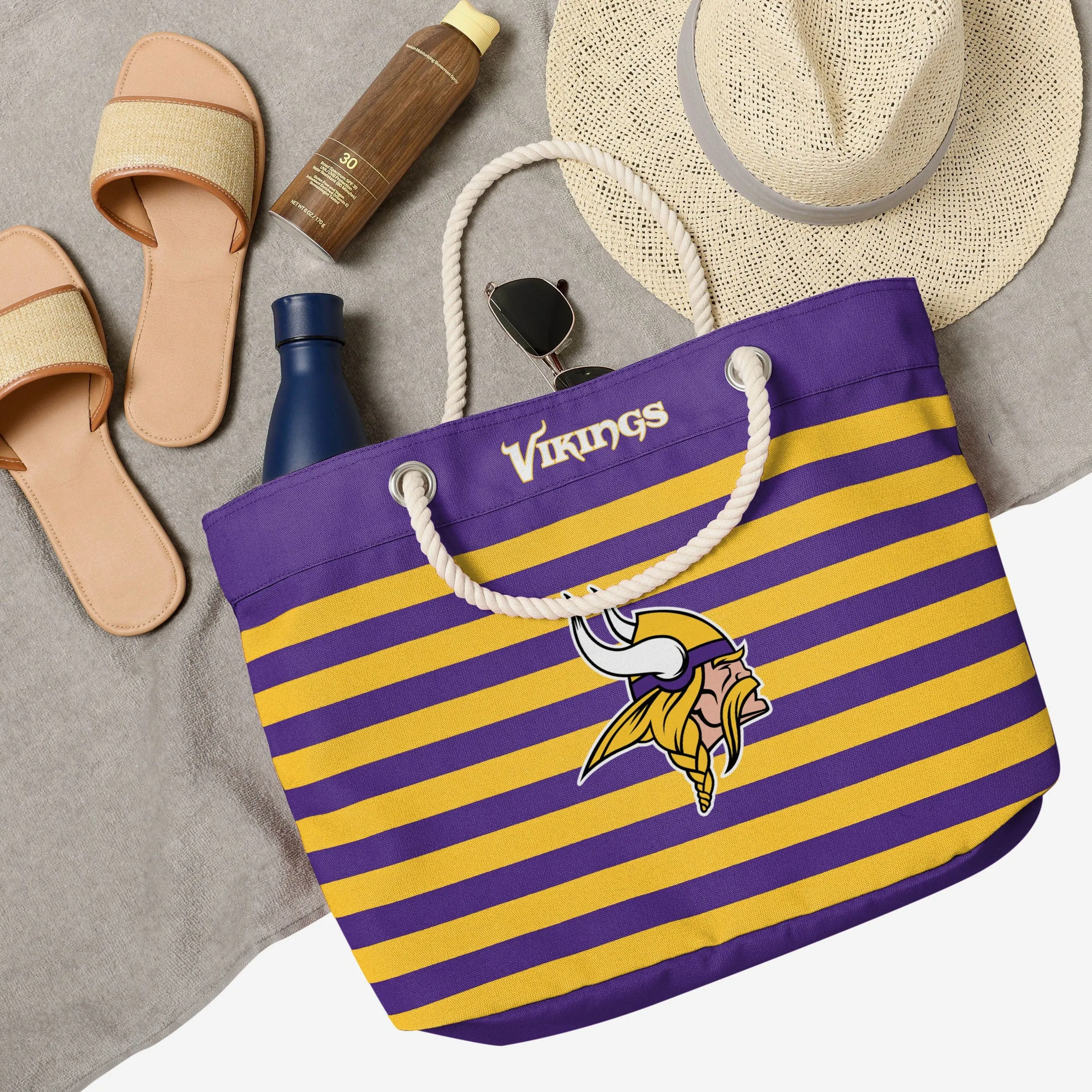 Minnesota Vikings Nautical Stripe Tote