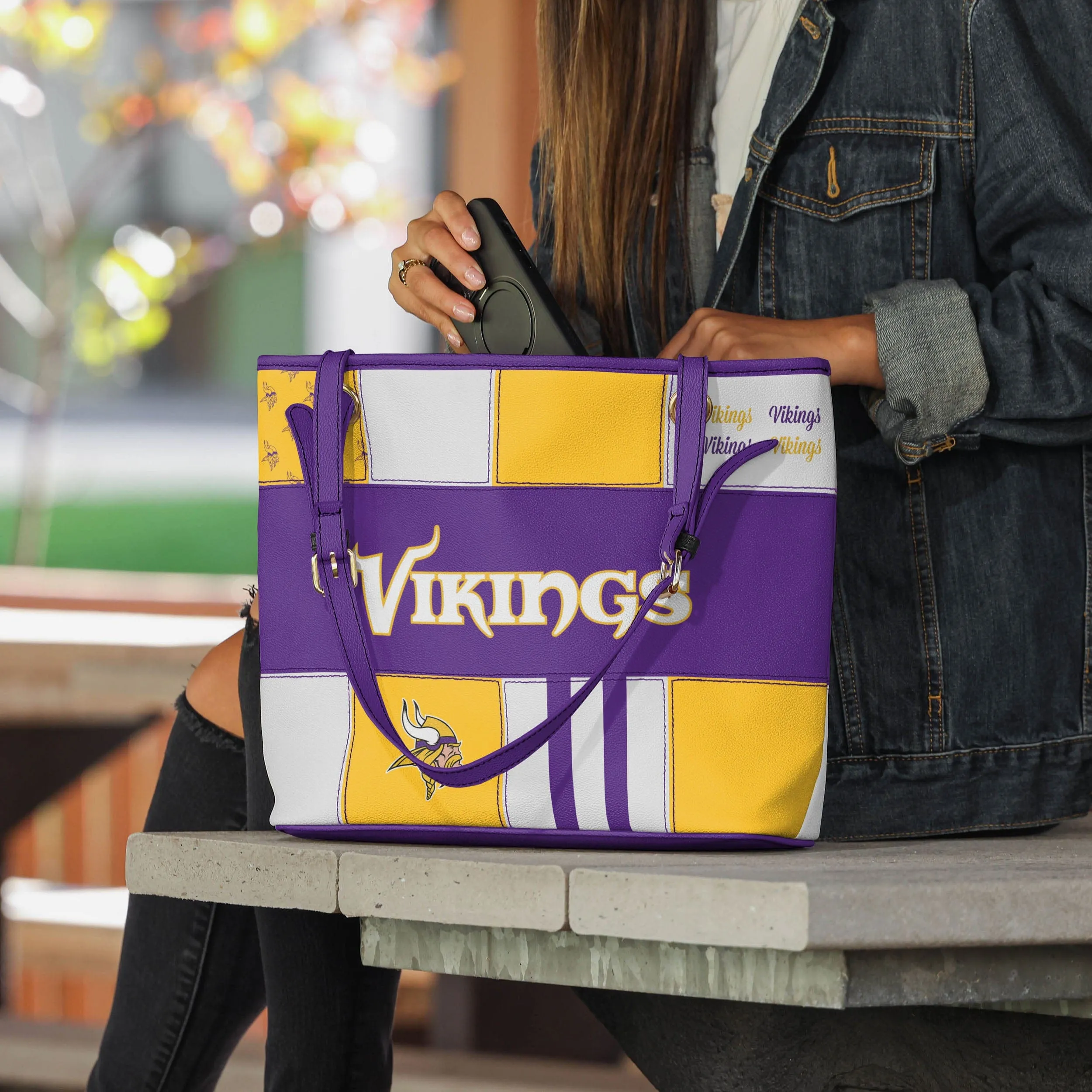 Minnesota Vikings Printed Collage Tote