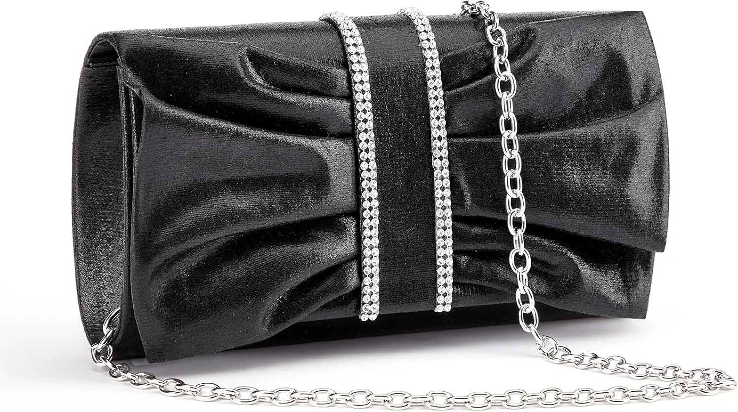 Missnine Clutch Purses for Women Bow Flap Evening Bag Wedding Formal Purse Sparkling Party Prom Cocktail Handbag