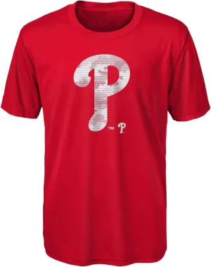 MLB Kids Youth 8-20 Official Primary Logo Team Color Tech Print Performance T-Shirt