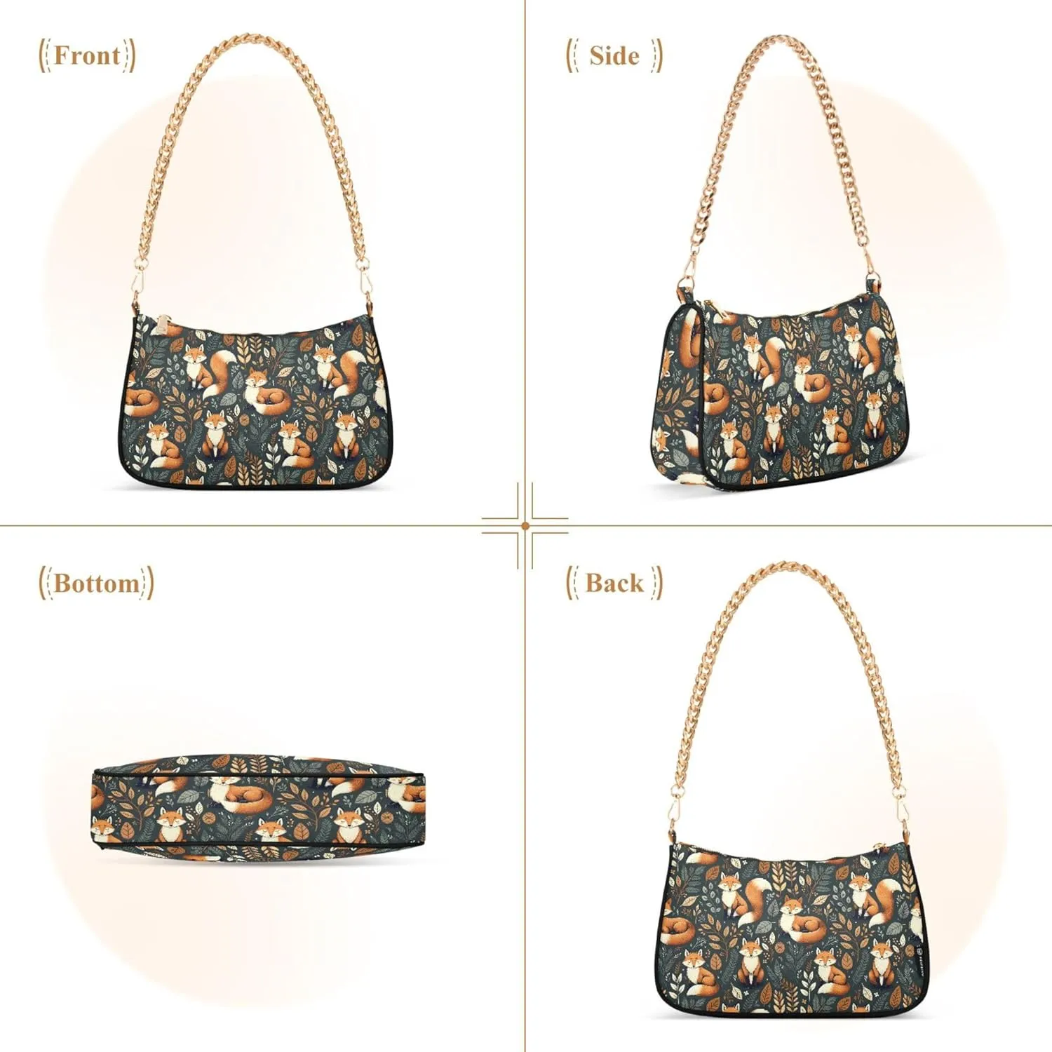 MNSRUU Handbag Purses for Women Leaves Chain Shoulder Bag