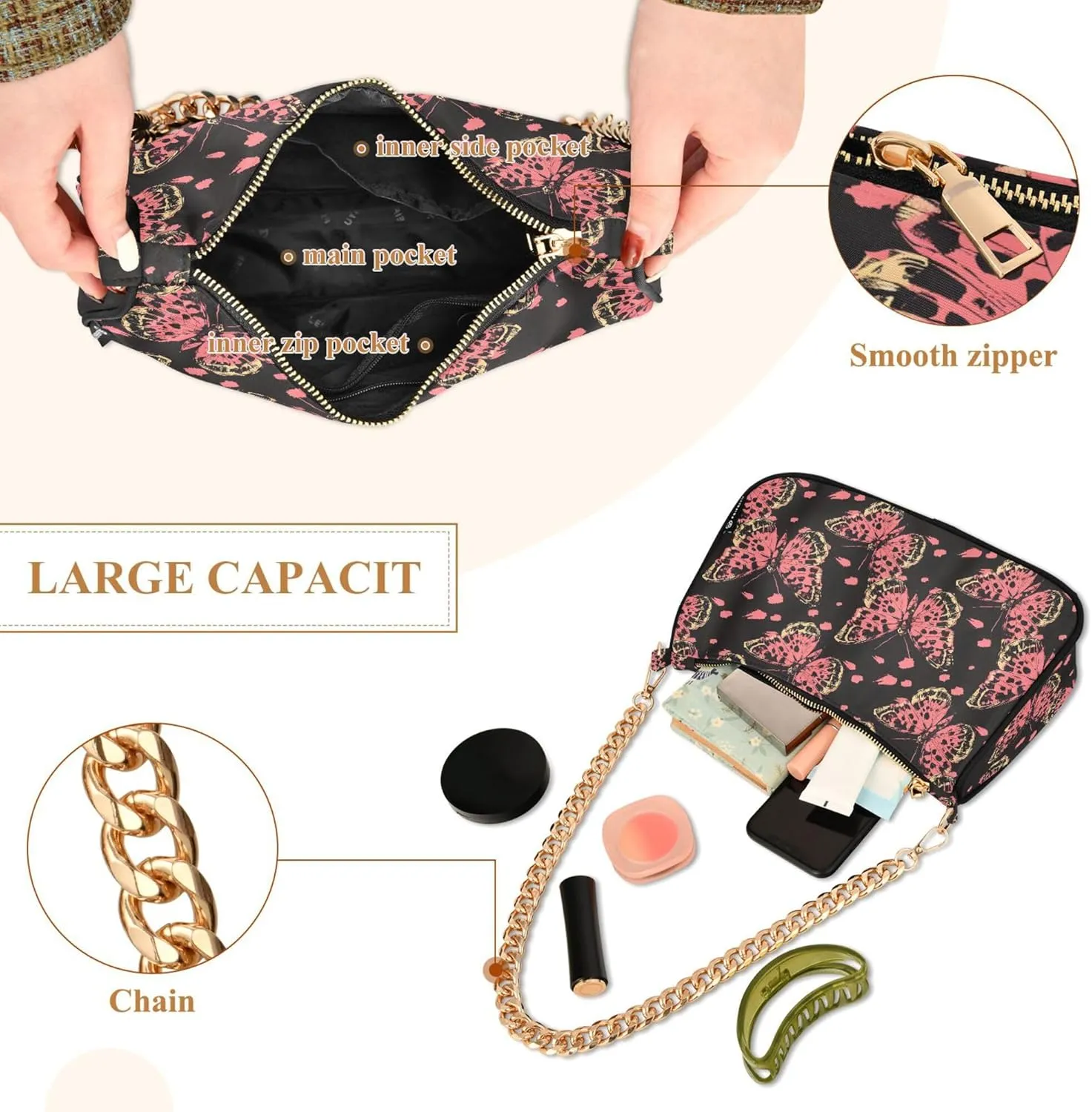 MNSRUU Handbag Purses for Women Leaves Chain Shoulder Bag