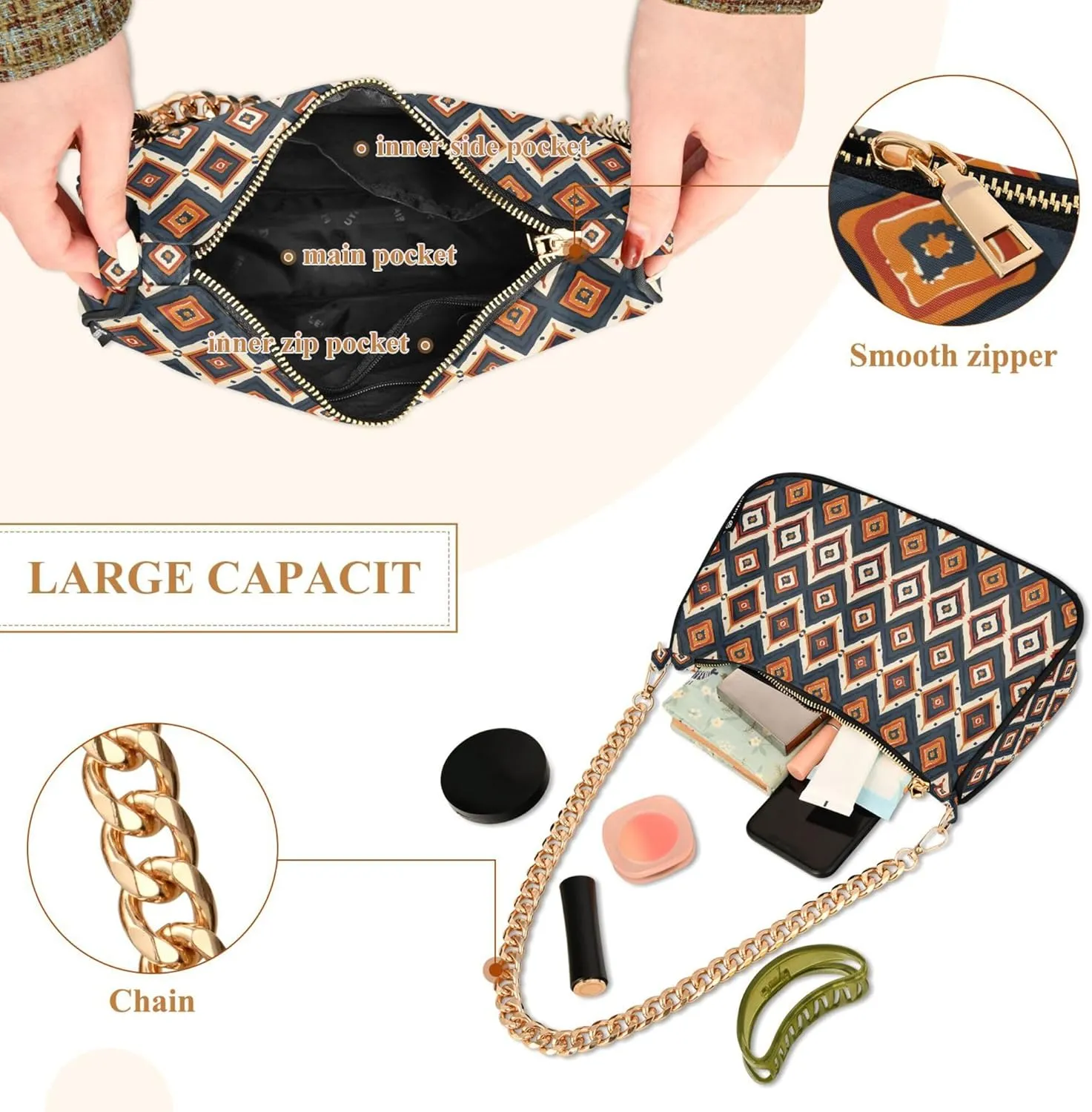 MNSRUU Handbag Purses for Women Leaves Chain Shoulder Bag