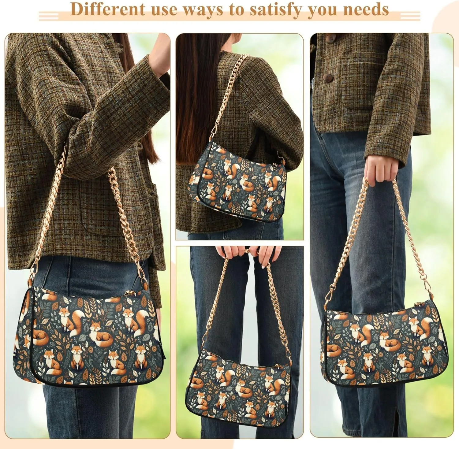 MNSRUU Handbag Purses for Women Leaves Chain Shoulder Bag