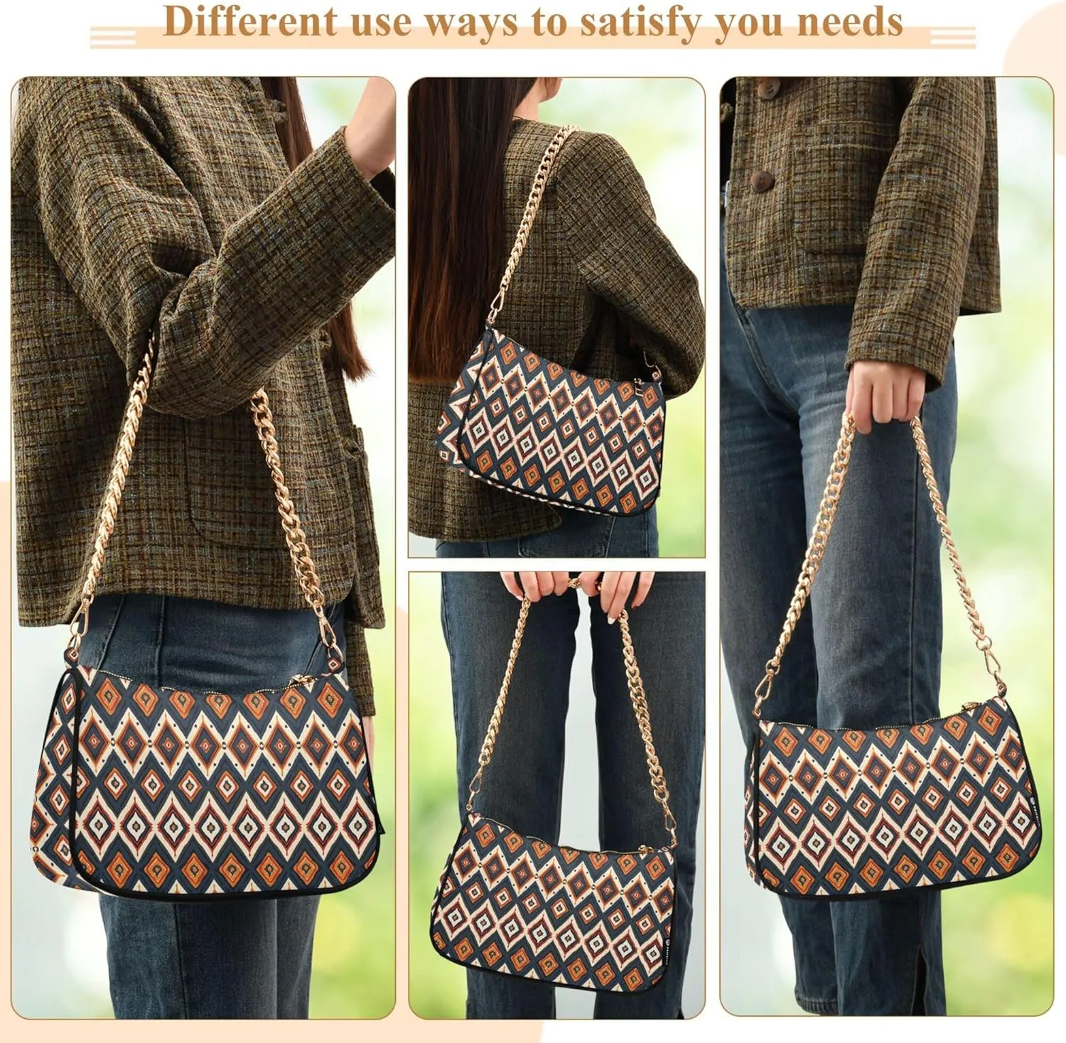 MNSRUU Handbag Purses for Women Leaves Chain Shoulder Bag