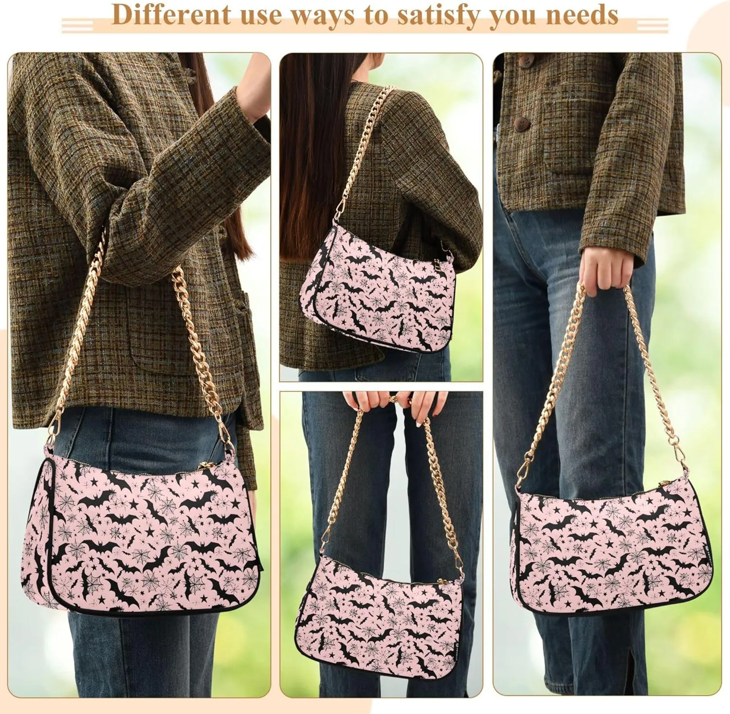 MNSRUU Handbag Purses for Women Leaves Chain Shoulder Bag
