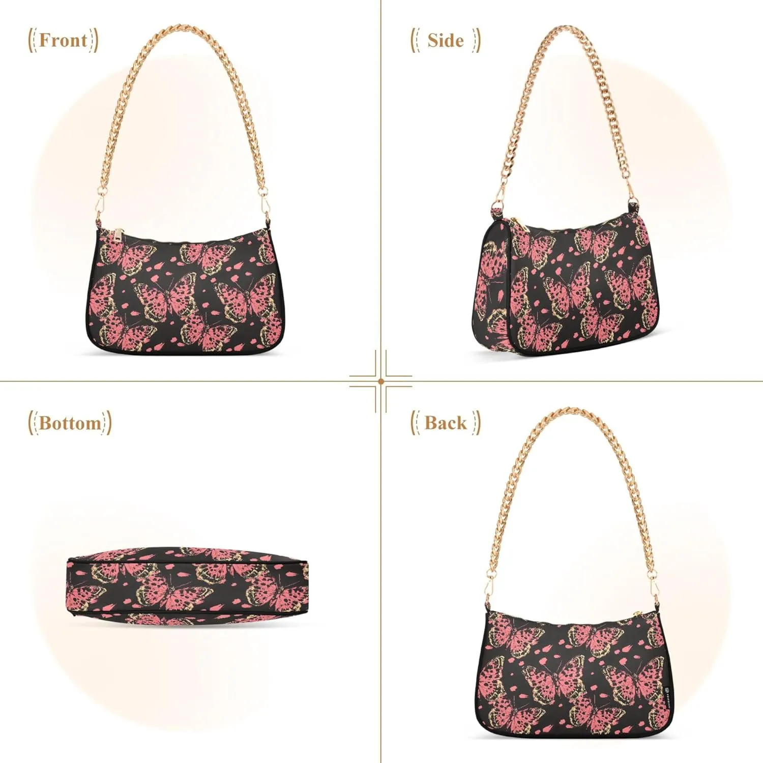 MNSRUU Handbag Purses for Women Leaves Chain Shoulder Bag