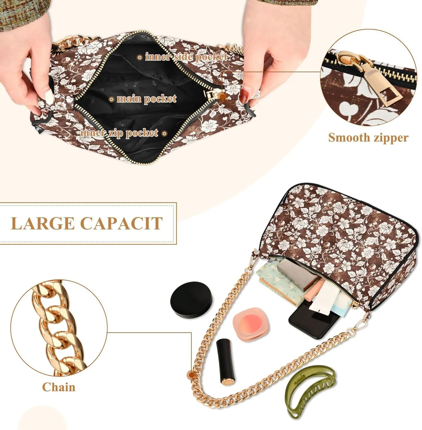 MNSRUU Handbag Purses for Women Zebra Chain Shoulder Bag