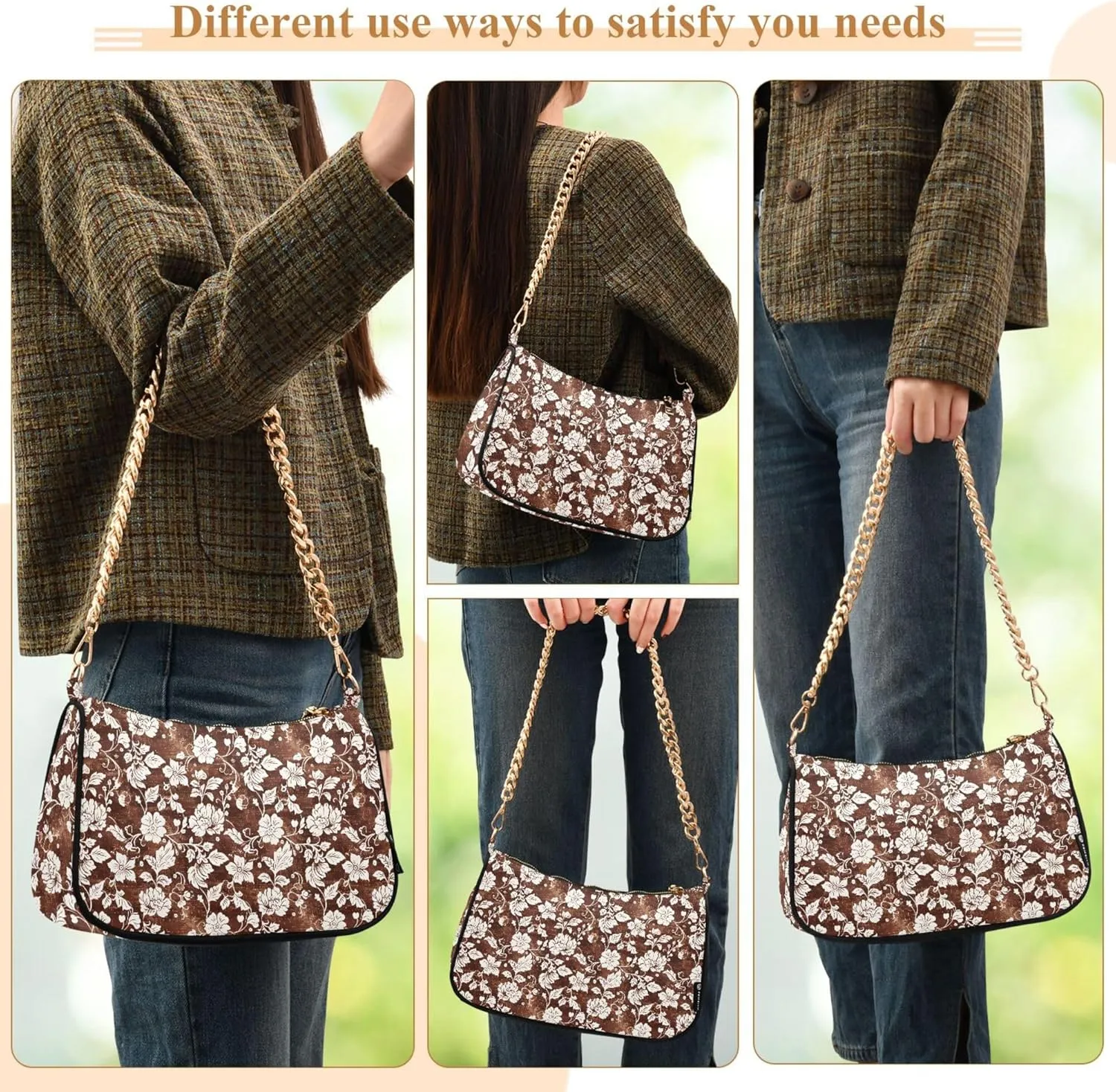 MNSRUU Handbag Purses for Women Zebra Chain Shoulder Bag