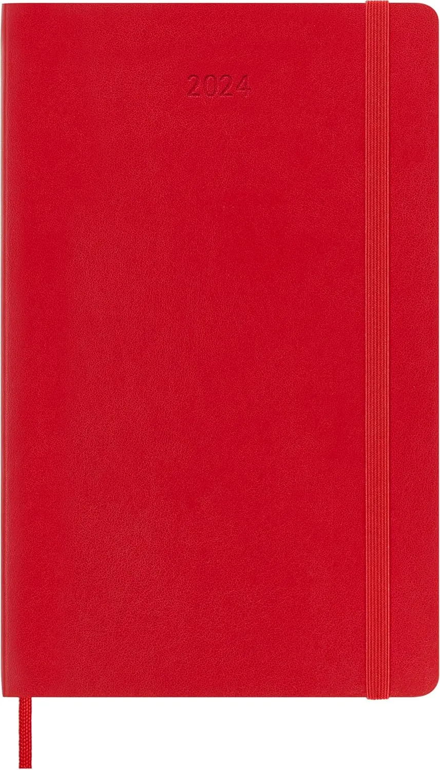 Moleskine 2024 Daily Planner, 12M, Large, Scarlet Red, Soft Cover (5 x 8.25)