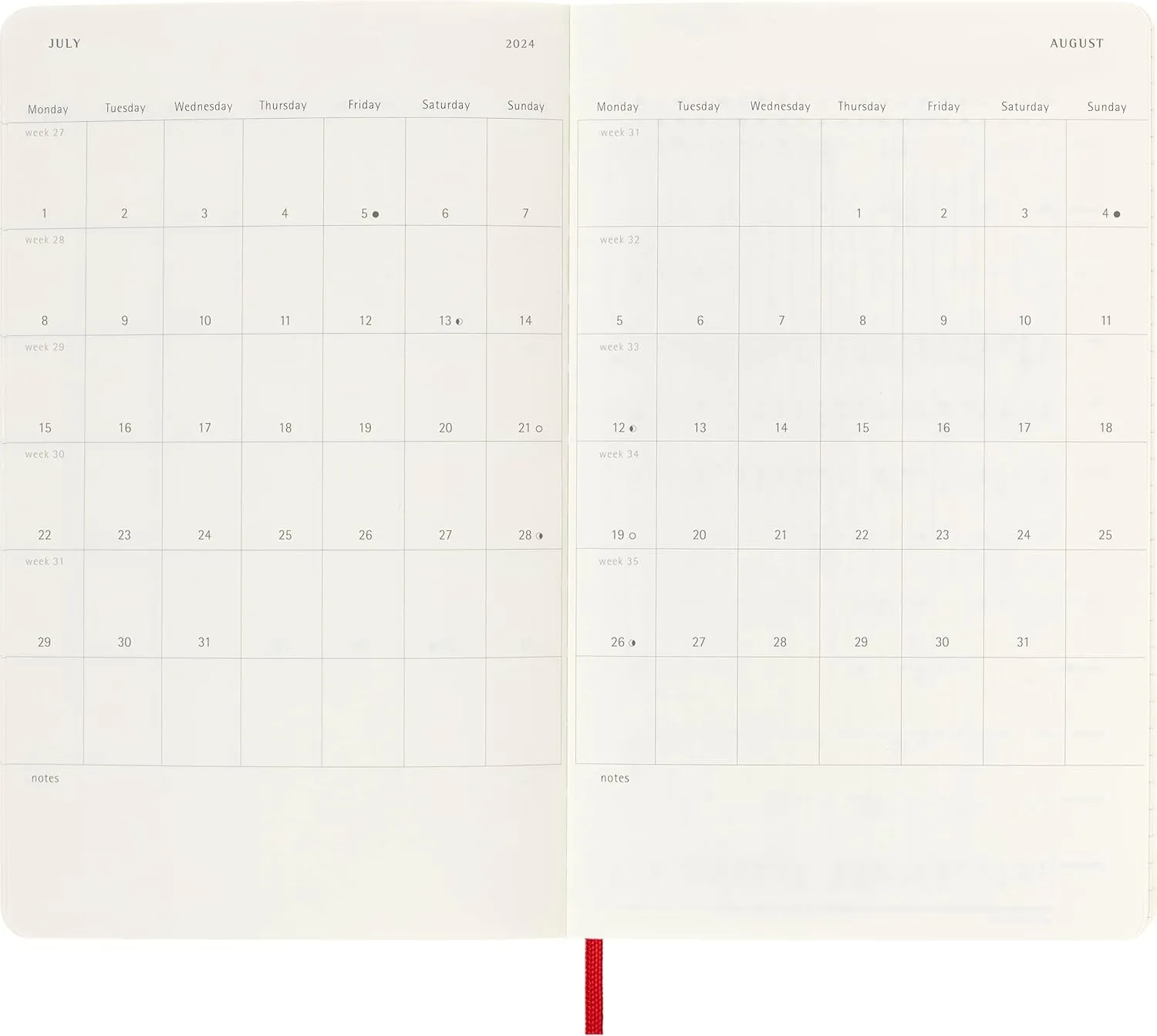 Moleskine 2024 Daily Planner, 12M, Large, Scarlet Red, Soft Cover (5 x 8.25)