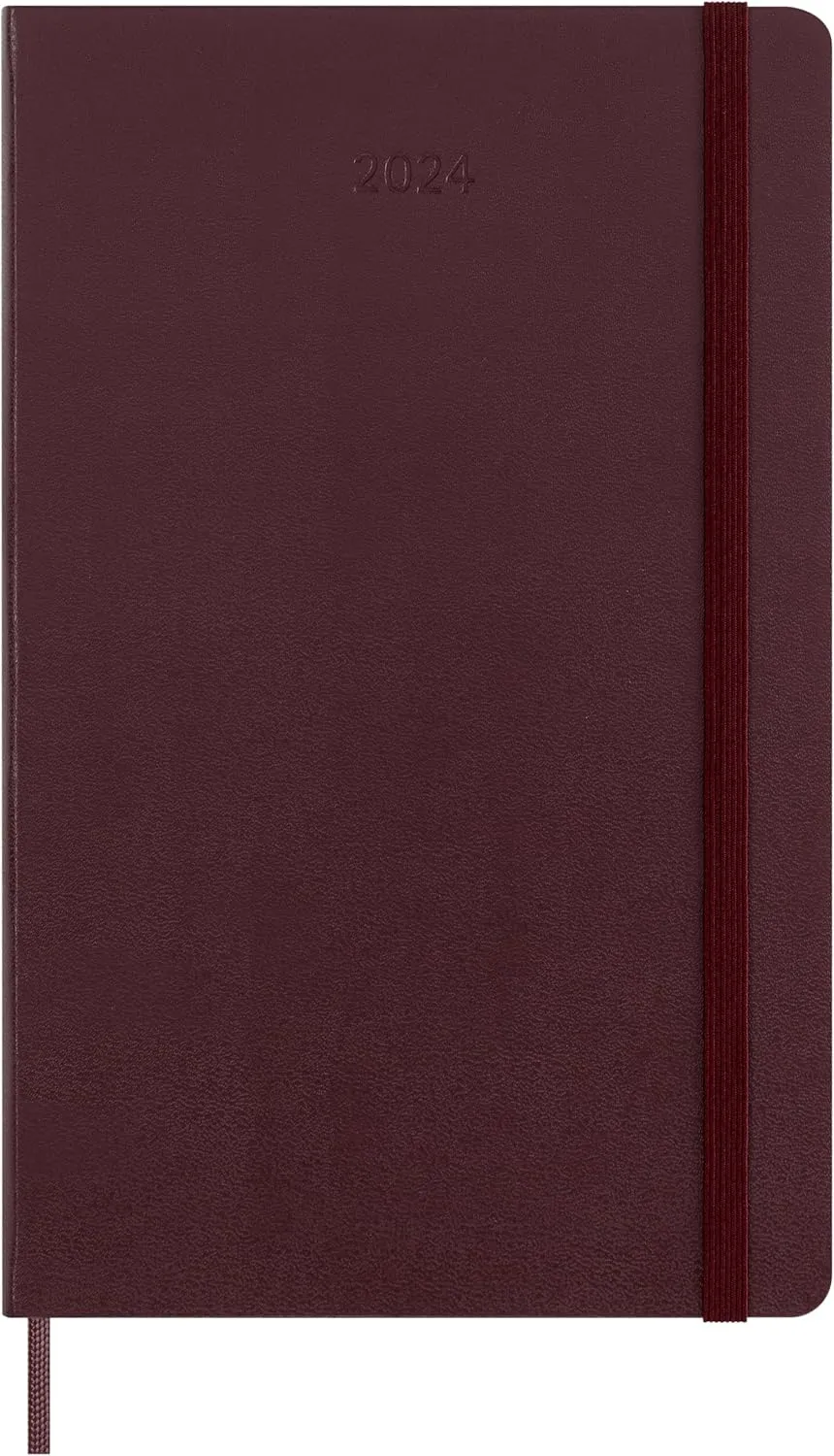 Moleskine 2024 Weekly Planner, 12M, Large, Burgundy Red, Hard Cover (5 x 8.25)