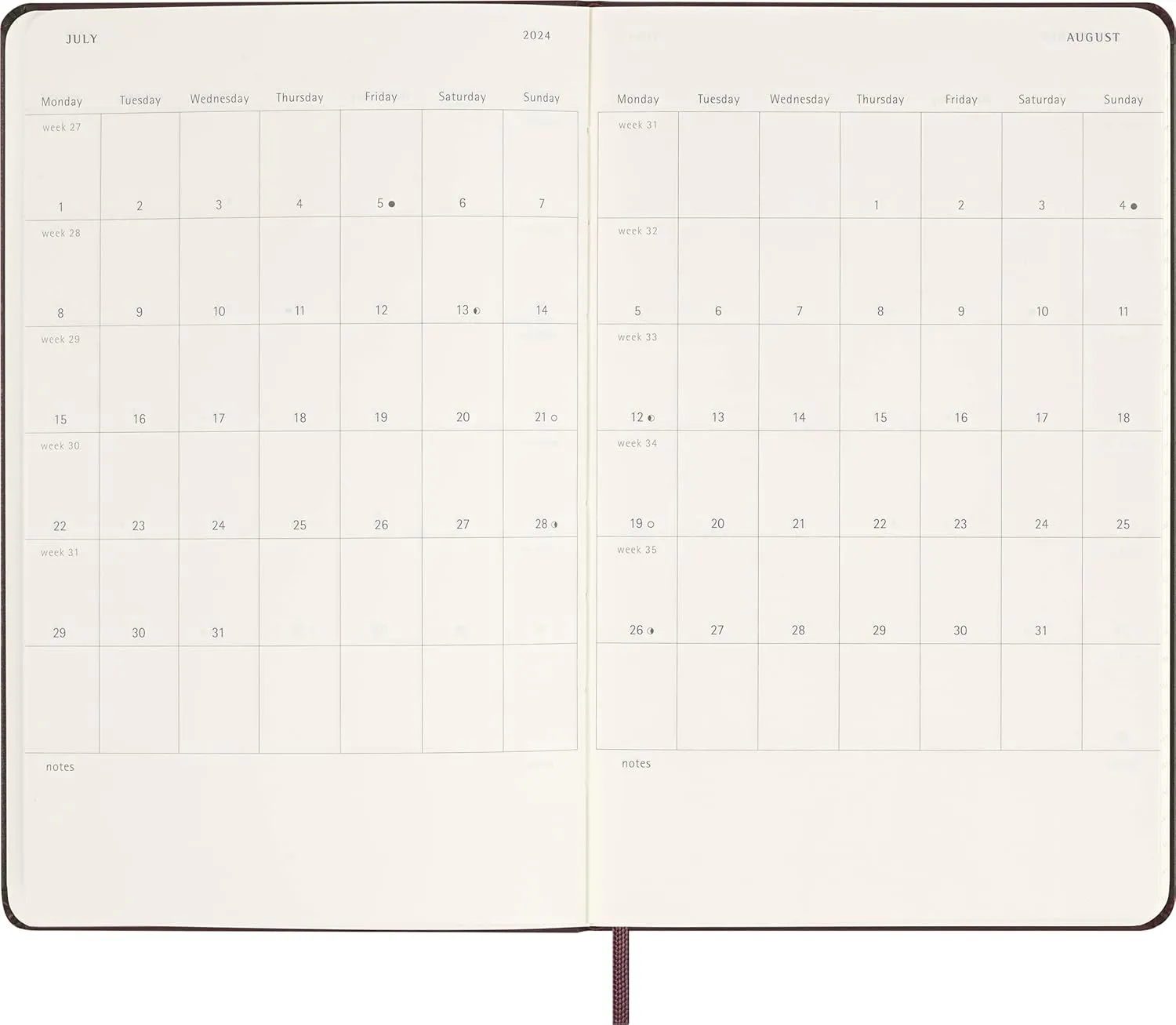 Moleskine 2024 Weekly Planner, 12M, Large, Burgundy Red, Hard Cover (5 x 8.25)
