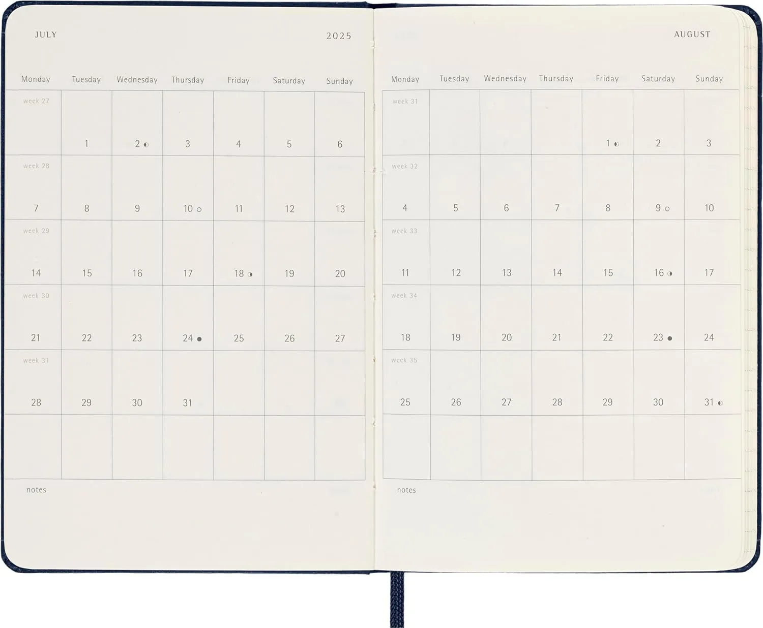 Moleskine Classic 12 Month 2025 Weekly Planner, Hard Cover, Large (5" x 8.25"), Sapphire Blue, 144 pages