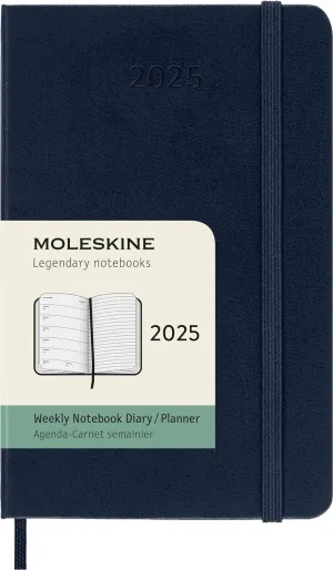 Moleskine Classic 12 Month 2025 Weekly Planner, Hard Cover, Large (5" x 8.25"), Sapphire Blue, 144 pages
