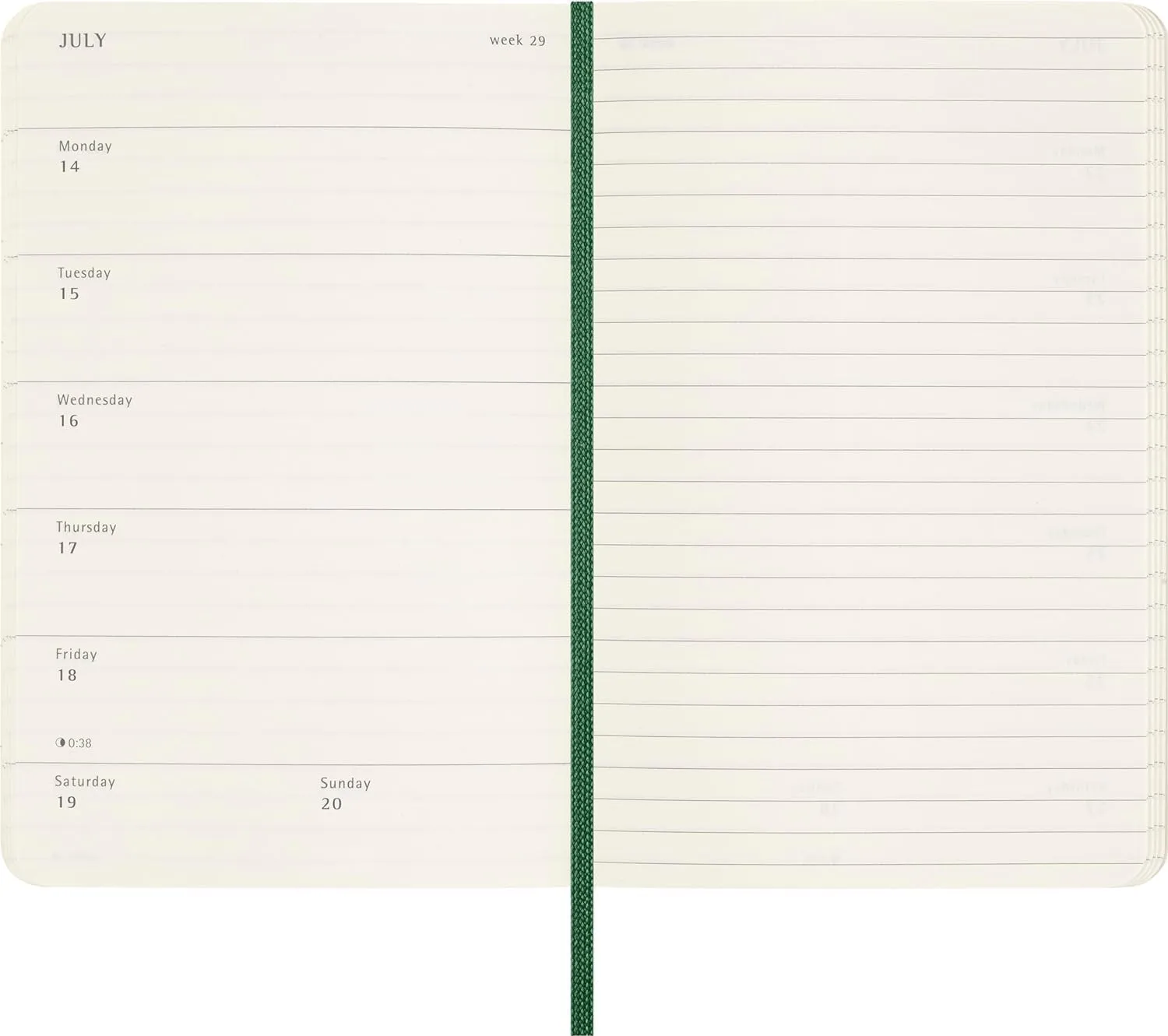 Moleskine Classic 12 Month 2025 Weekly Planner, Soft Cover, Pocket (3.5" x 5.5"), Myrtle Green, 144 pages