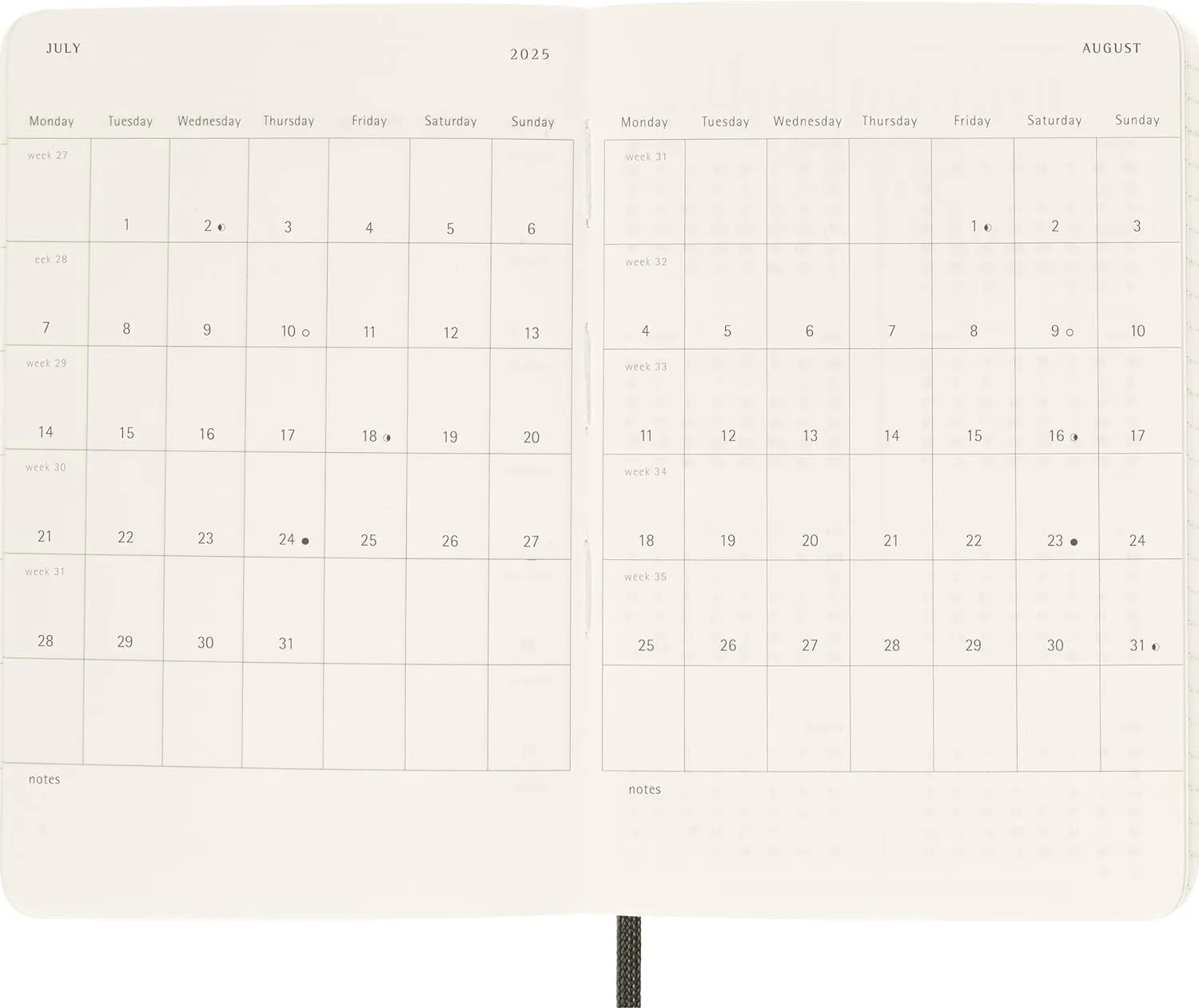 Moleskine Classic 12 Month 2025 Weekly Planner, Soft Cover, Pocket (3.5" x 5.5"), Myrtle Green, 144 pages